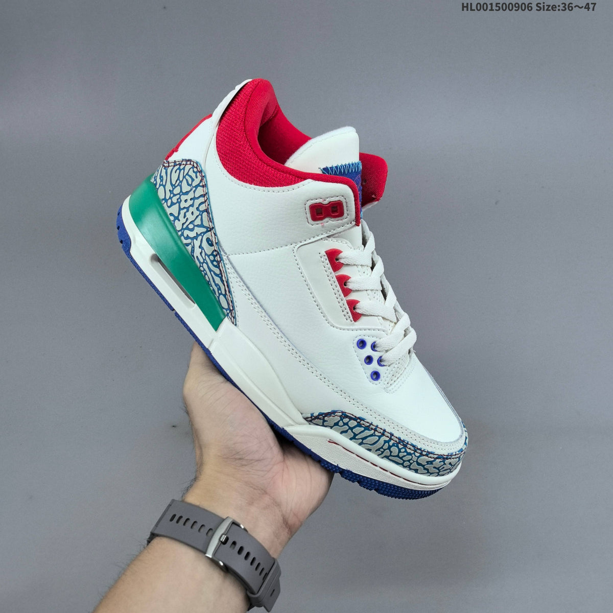 Air Jordan 3 Retro Chalk Track Red Sneakers - product image from the listing.