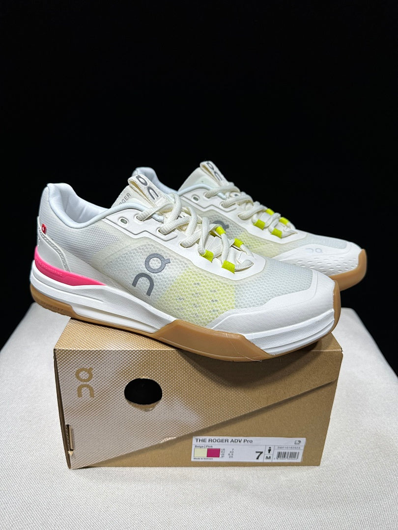 On THE ROGER Advantage Pro Tennis Shoes in White Beige Pink - product image from the listing.