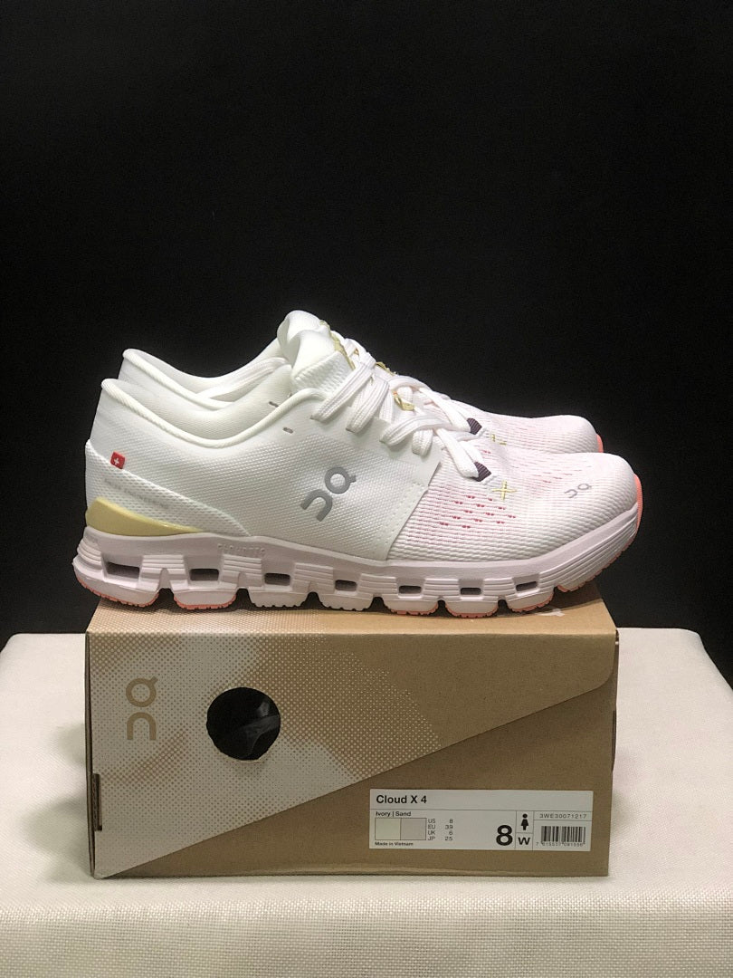 On Cloud X 4 Sneakers in White Yellow Pink - product image from the listing.