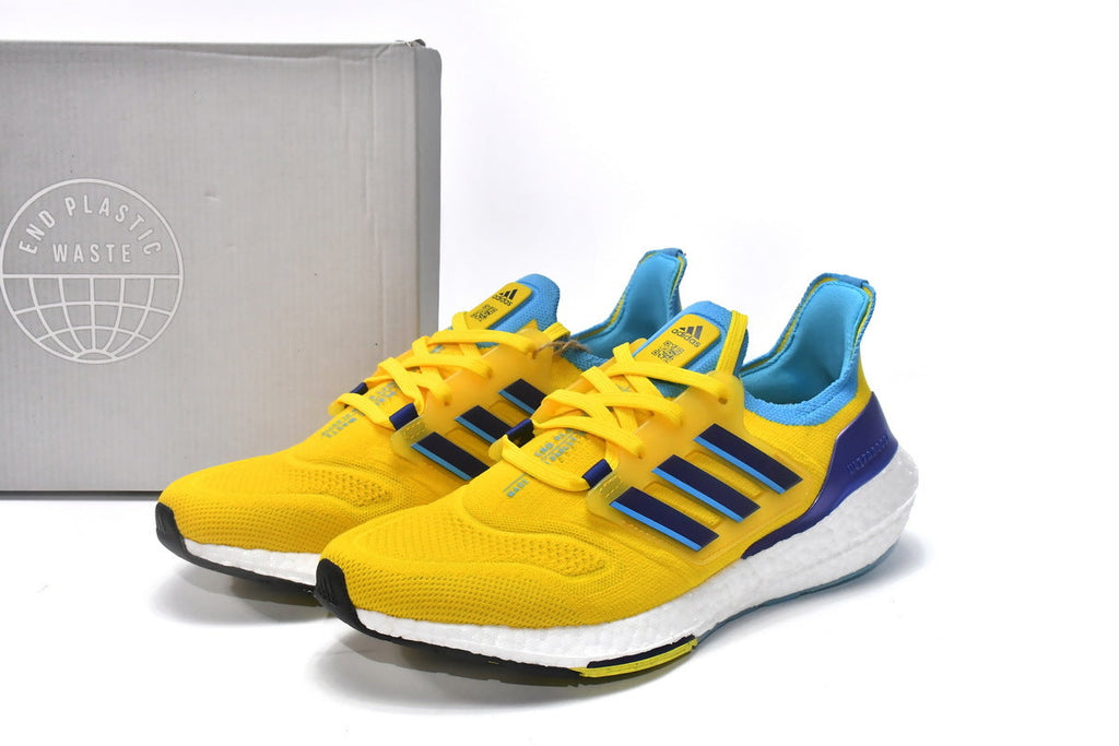 adidas UltraBoost 22 Shoes for Running, Yellow and Blue, GW1710 - product image from the listing.