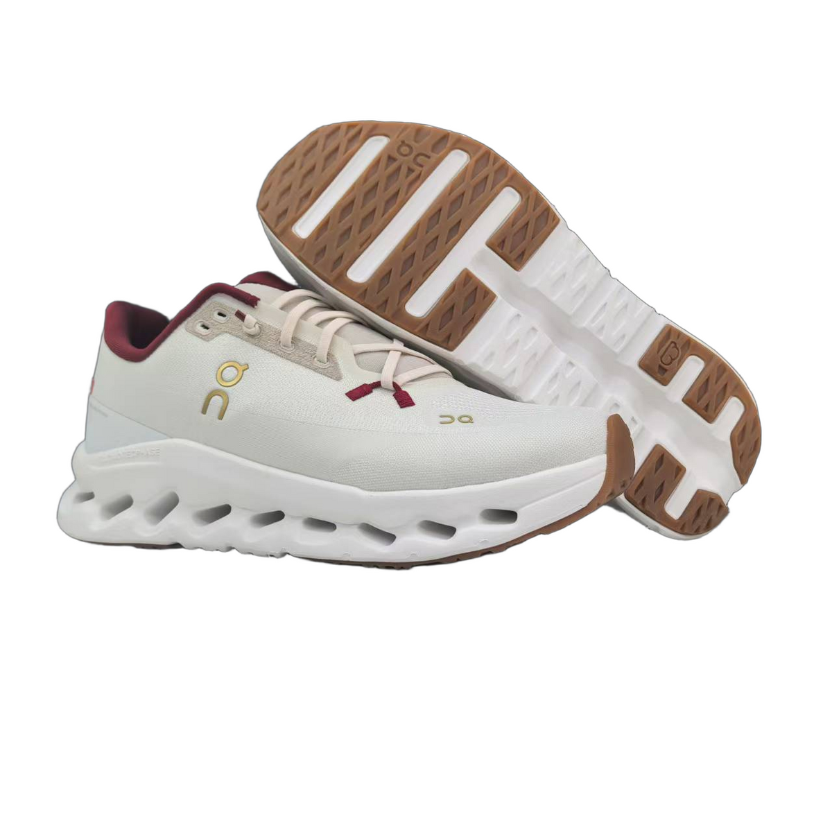 Ivory and Burgundy On Cloudmonster 2 Sneakers - product image from the listing.