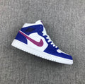 Air Jordan 1 Mid Sneakers in Blue Pink 554724-451 - product image from the listing.