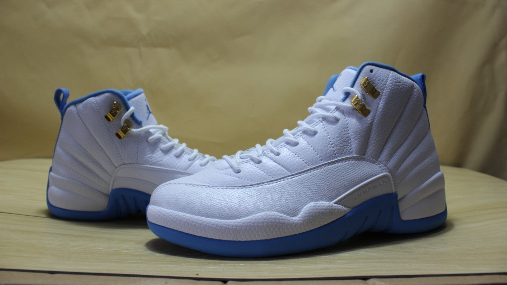Air Jordan 12 High-Top Sneakers in University Blue 510815-127 - product image from the listing.