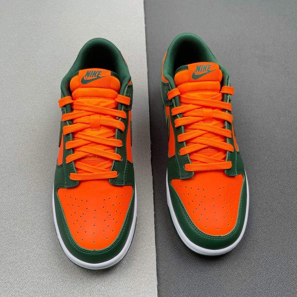 Nike Dunk Low Miami Hurricanes in Green and Orange DD1391-300 - product image from the listing.