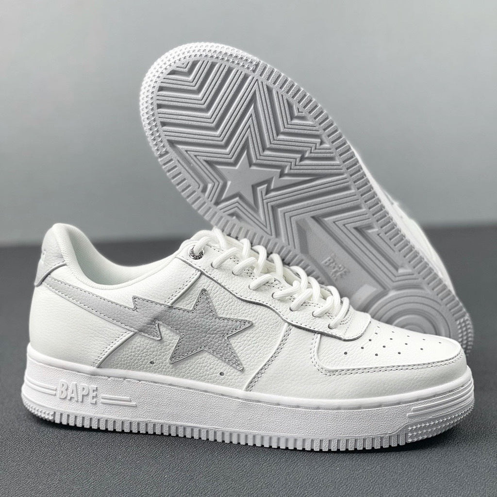 White and Grey BAPE STA Low Sneakers - product image from the listing.