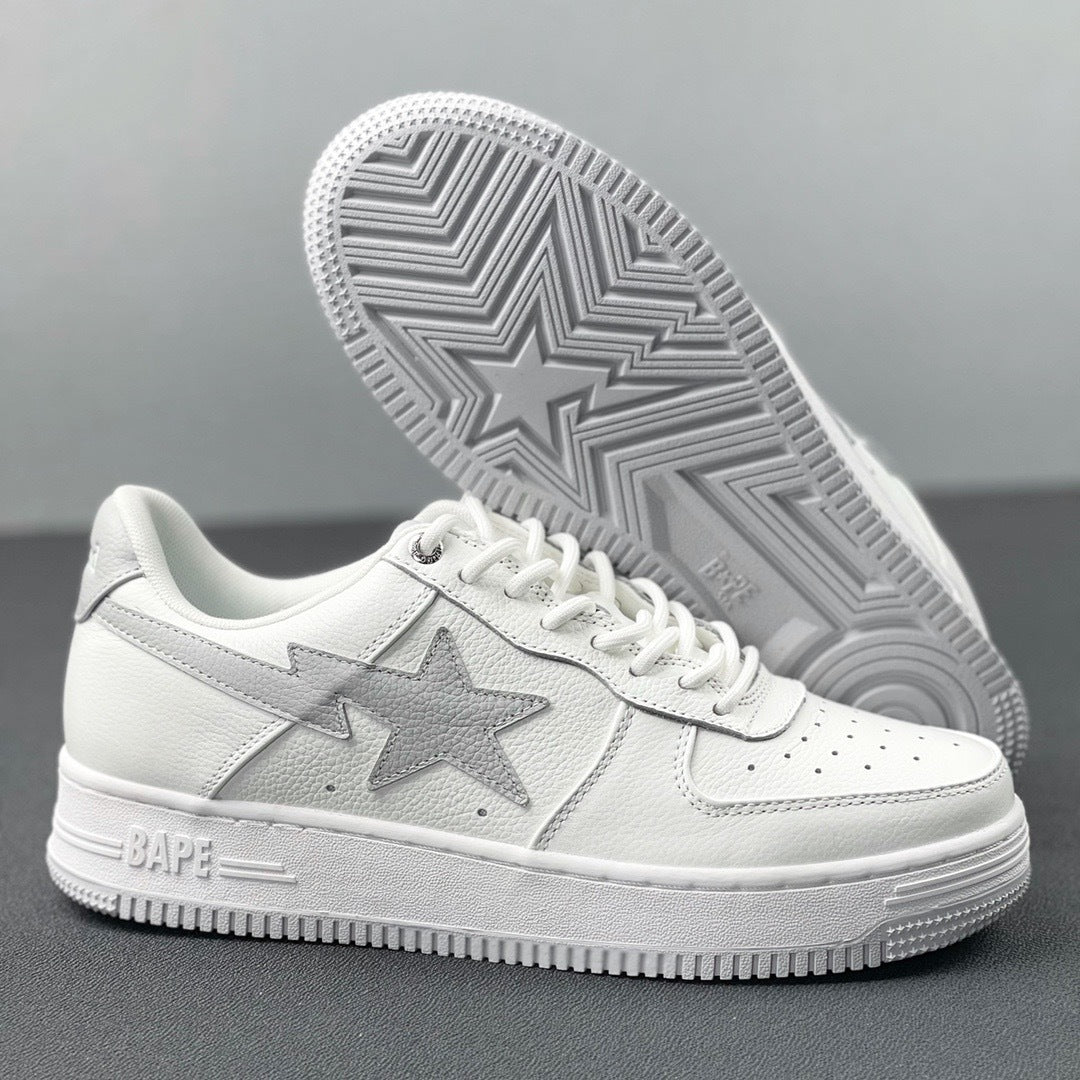 White and Grey BAPE STA Low Sneakers - product image from the listing.
