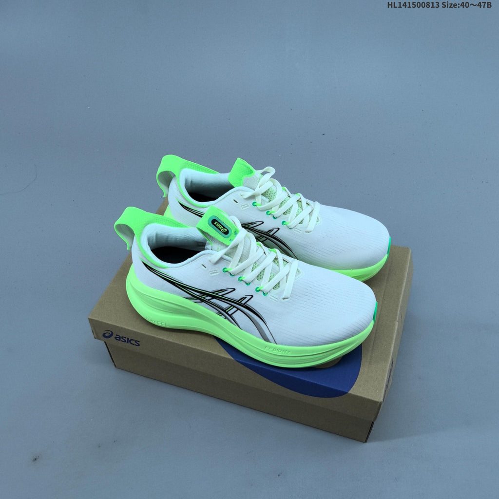 ASICS Gel-Nimbus 28 Running Shoes White Neon in Green - product image from the listing.