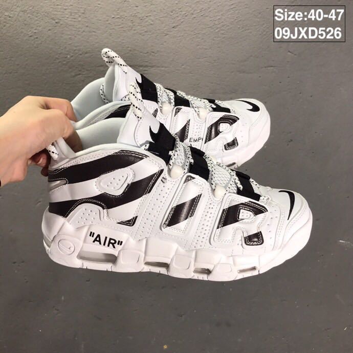 Nike Air More Uptempo Sneakers, in White and Black - product image from the listing.