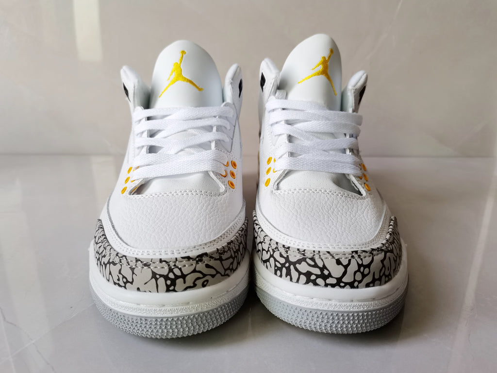 Air Jordan 3 Retro White Yellow Sneakers - product image from the listing.