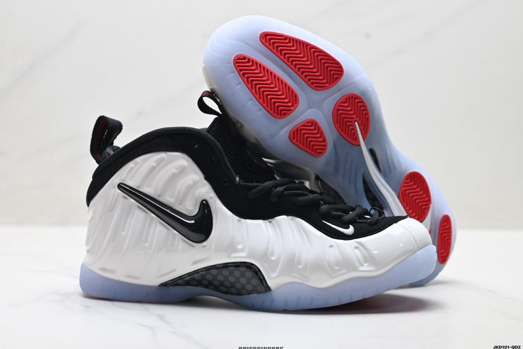 Nike Air Penny Foamposite One Sneakers in Black White Red - product image from the listing.