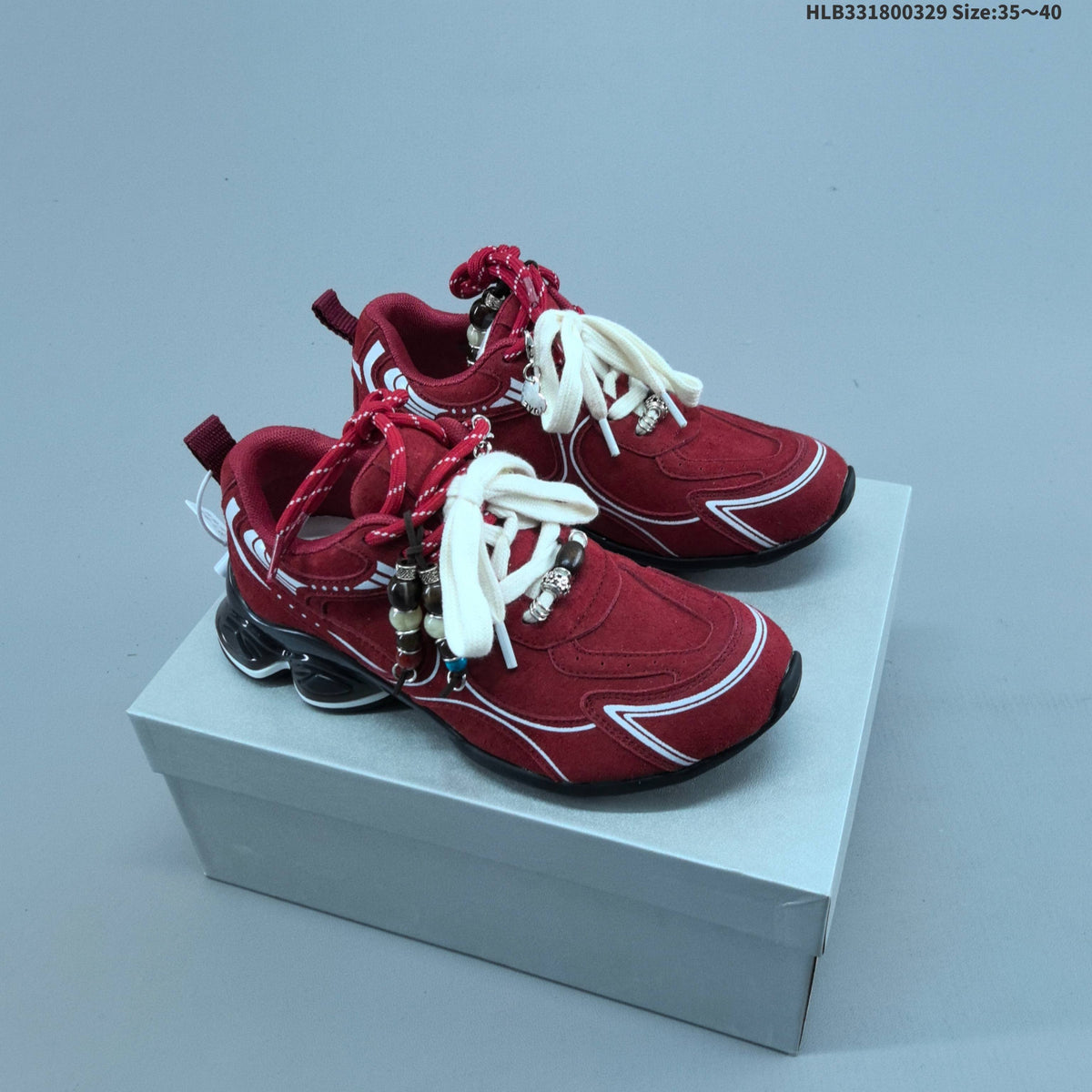 Burgundy GG-CC Low-Top Chunky Sneakers - product image from the listing.