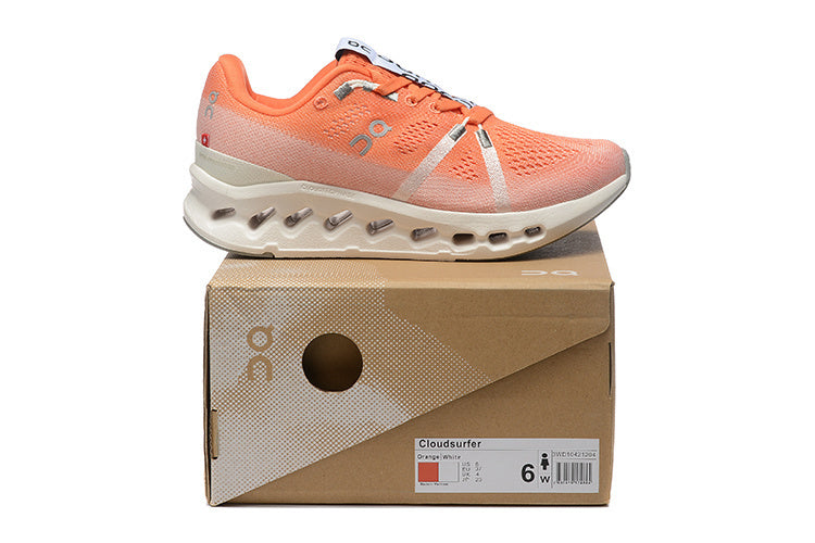On Cloudsurfer Running Shoes in Orange White - product image from the listing.