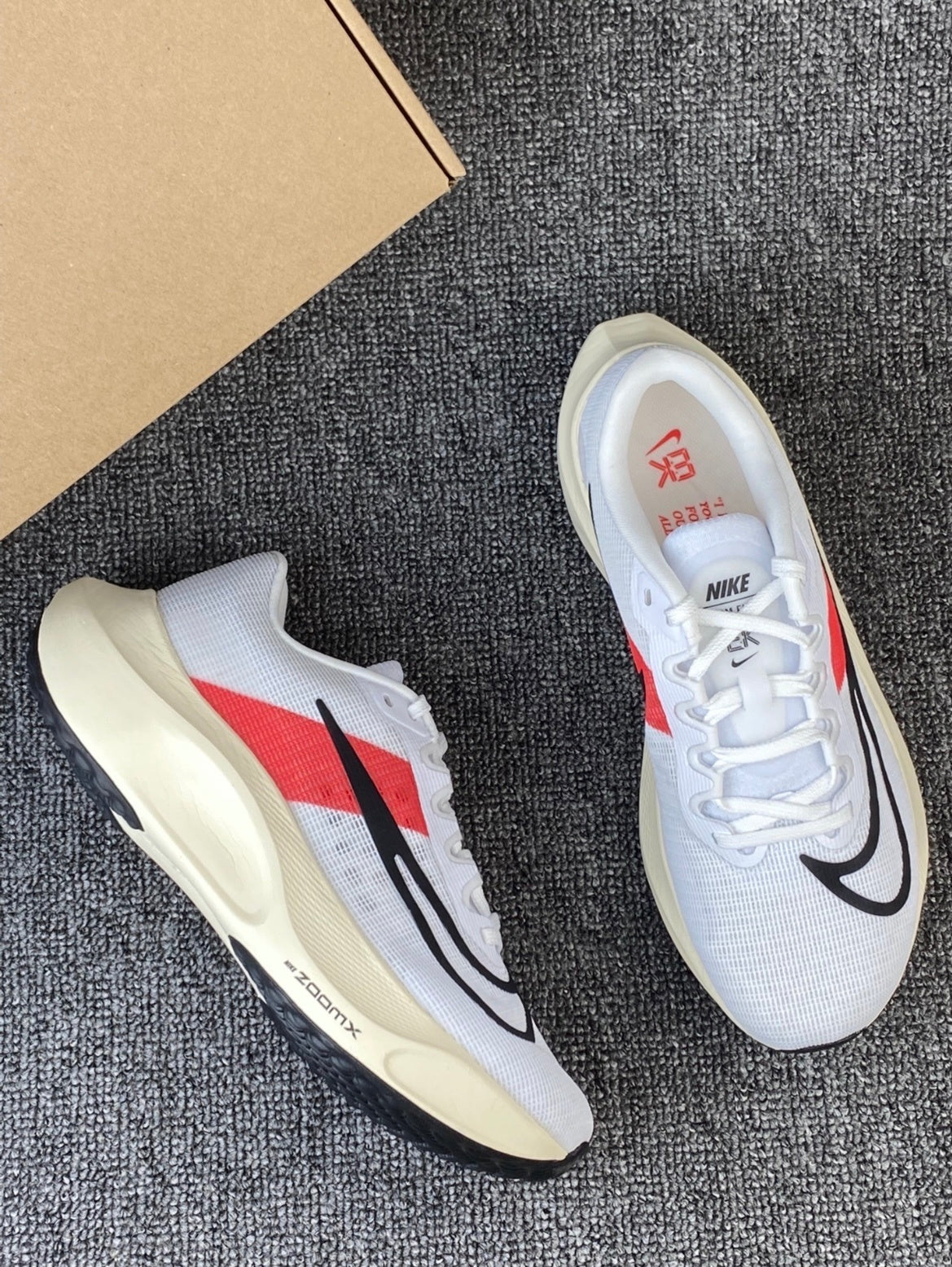 Nike Zoom Fly 5 Running Shoes in White Red FD6562-100 - product image from the listing.