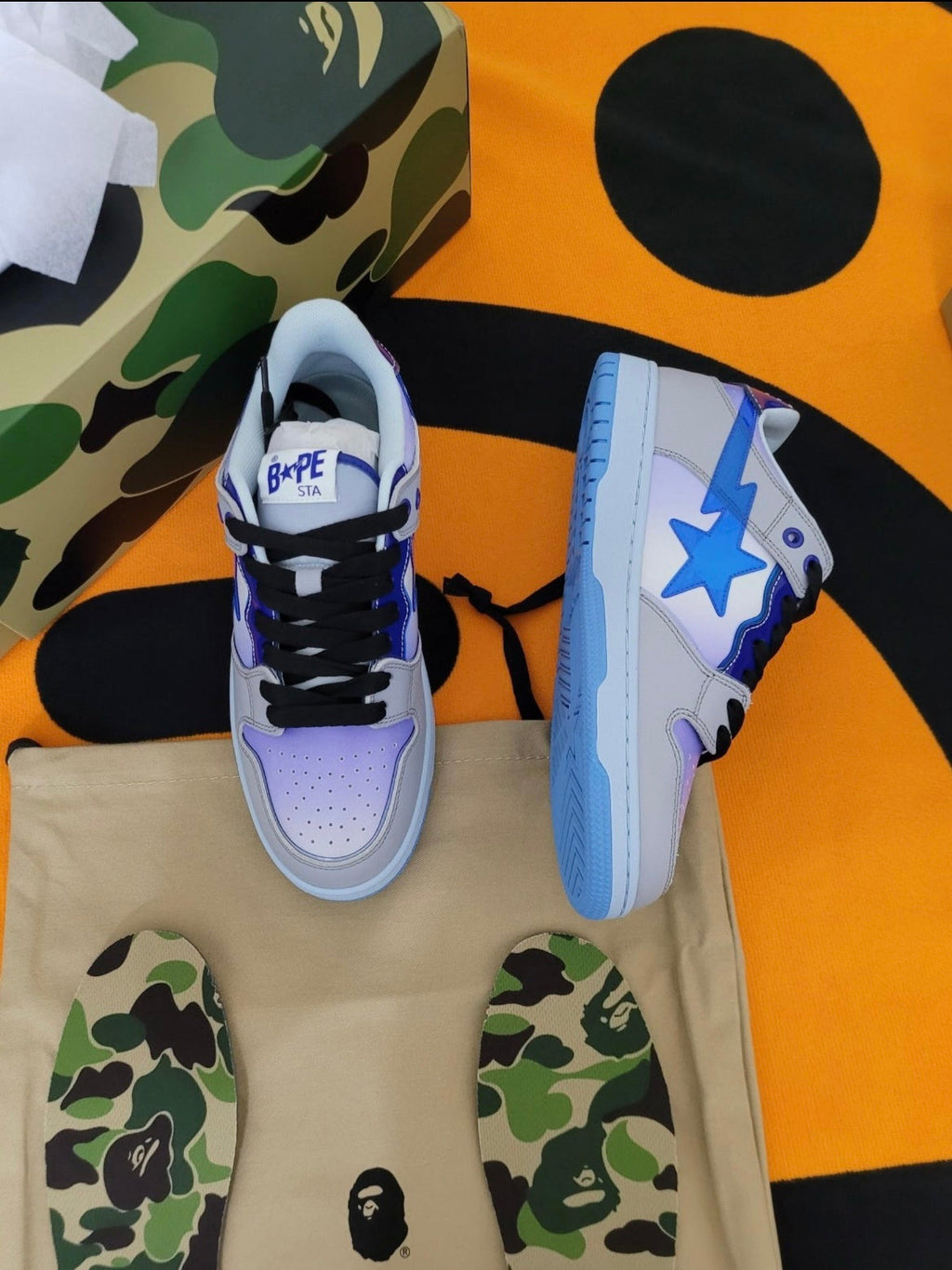 A BATHING APE BAPE SK8 STA Blue Gradient Trainers W291002 - product image from the listing.