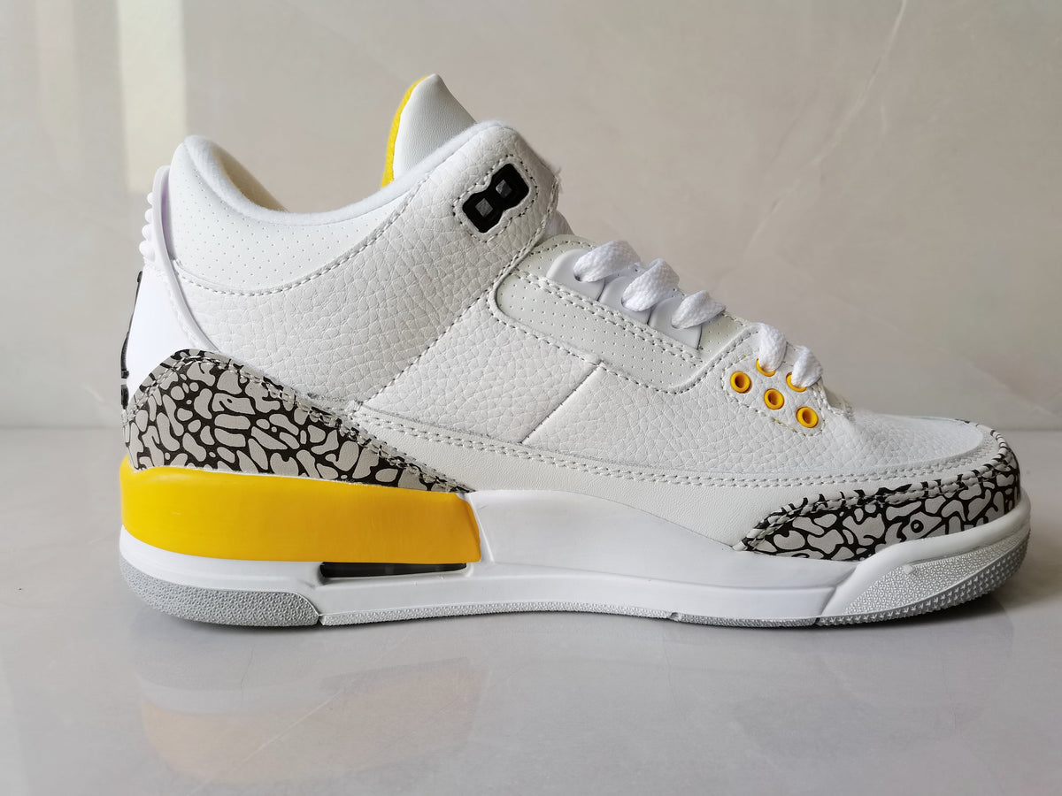 Air Jordan 3 Retro White Yellow Sneakers - product image from the listing.
