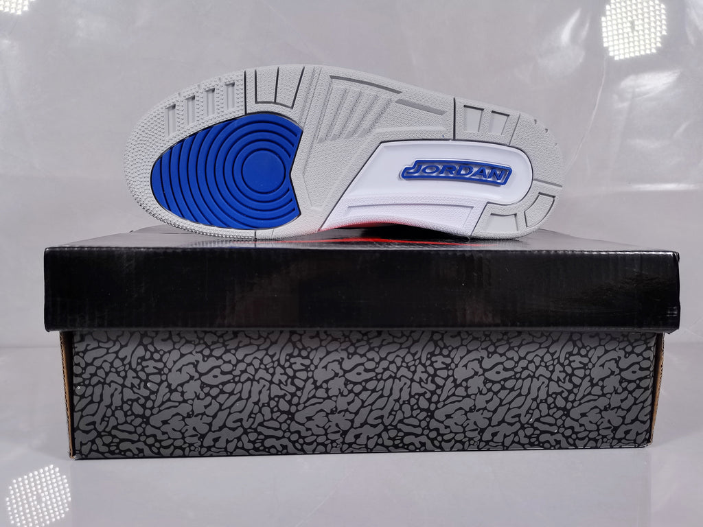 Air Jordan 3 Retro Blue Black Cement Sneakers - product image from the listing.