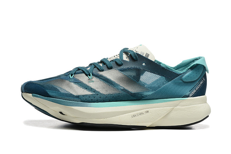 Adidas Adizero Adios Pro 3 Running Shoes in Blue Green - product image from the listing.