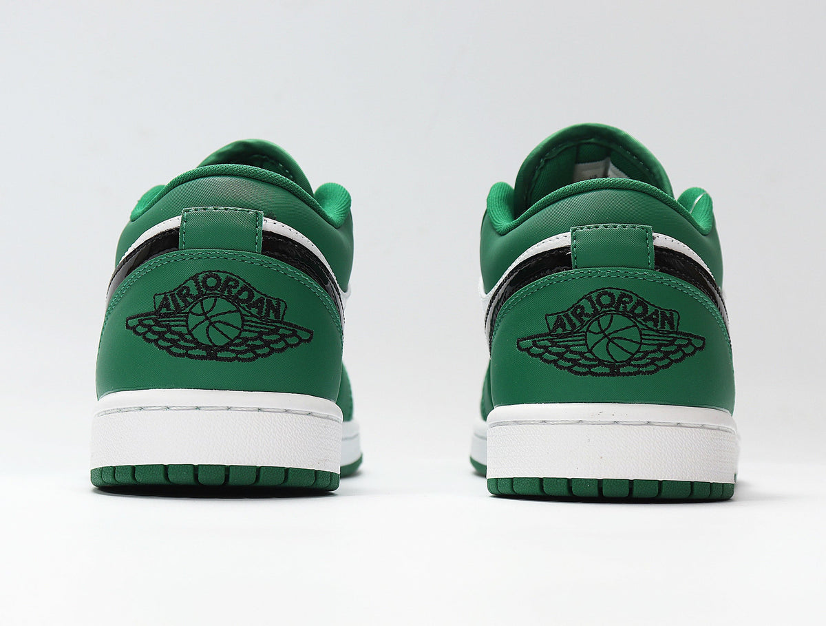 Air Jordan 1 Low White and Green Sneakers 553558-301 - product image from the listing.