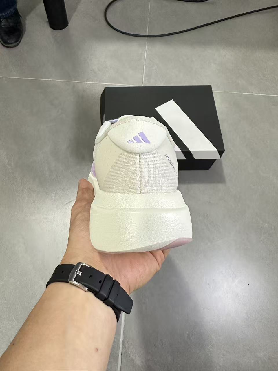 adidas Lightstrike Pro Running Shoes in White Purple KI7354 - product image from the listing.