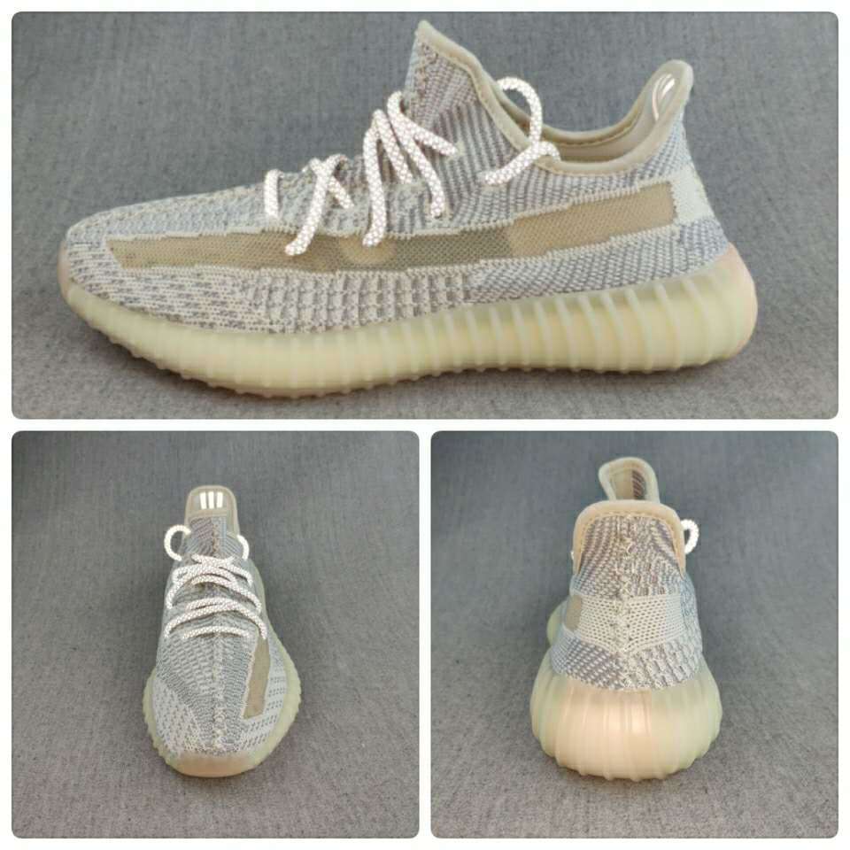 adidas Yeezy Boost 350 V2 Knit Sneakers, in Gray and Cream - product image from the listing.