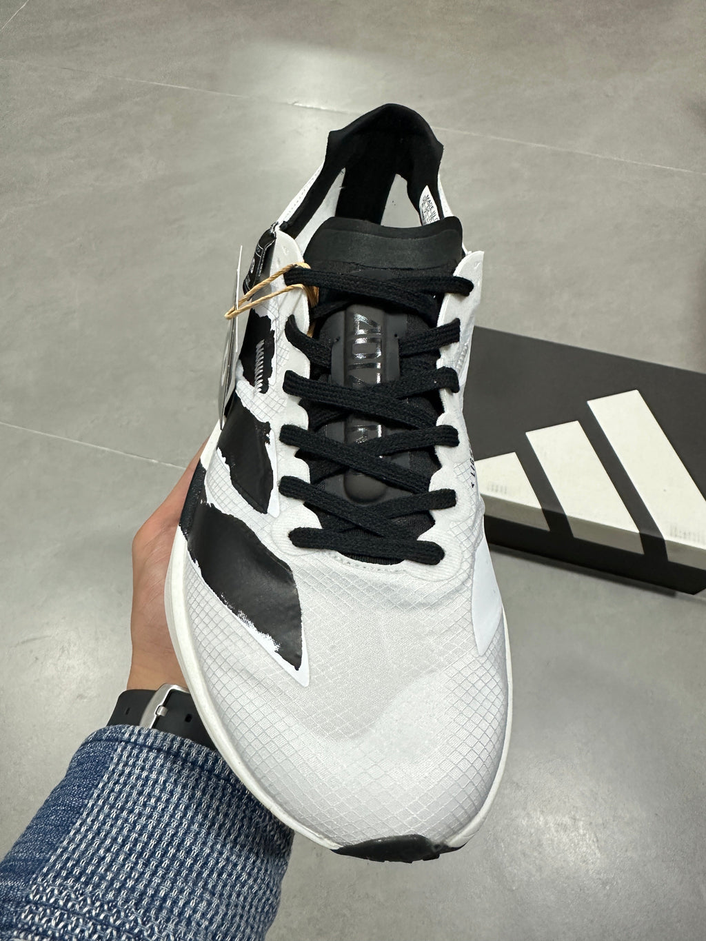 adidas Y-3 Adizero Running Shoes in White Black JR6658 - product image from the listing.
