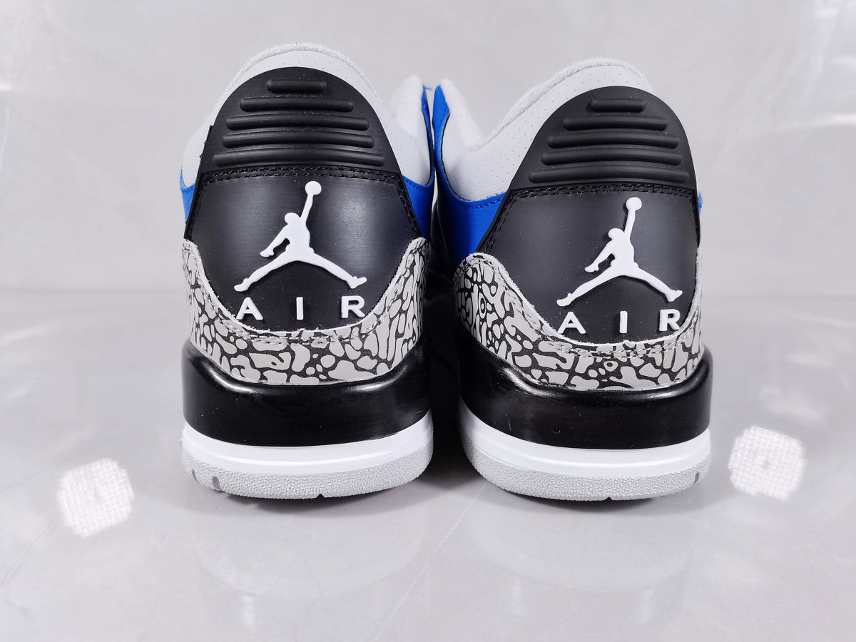 Air Jordan 3 Retro Blue Black and White Sneakers - product image from the listing.