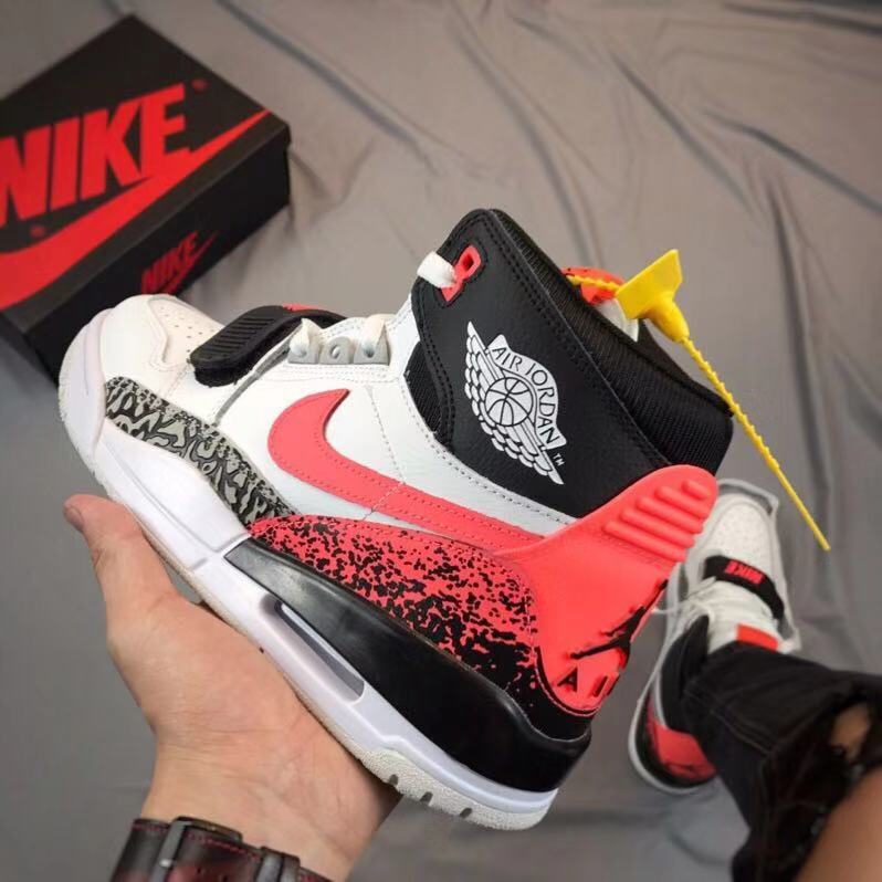 Jordan Legacy 312 Basketball Shoes in White Black Red - product image from the listing.