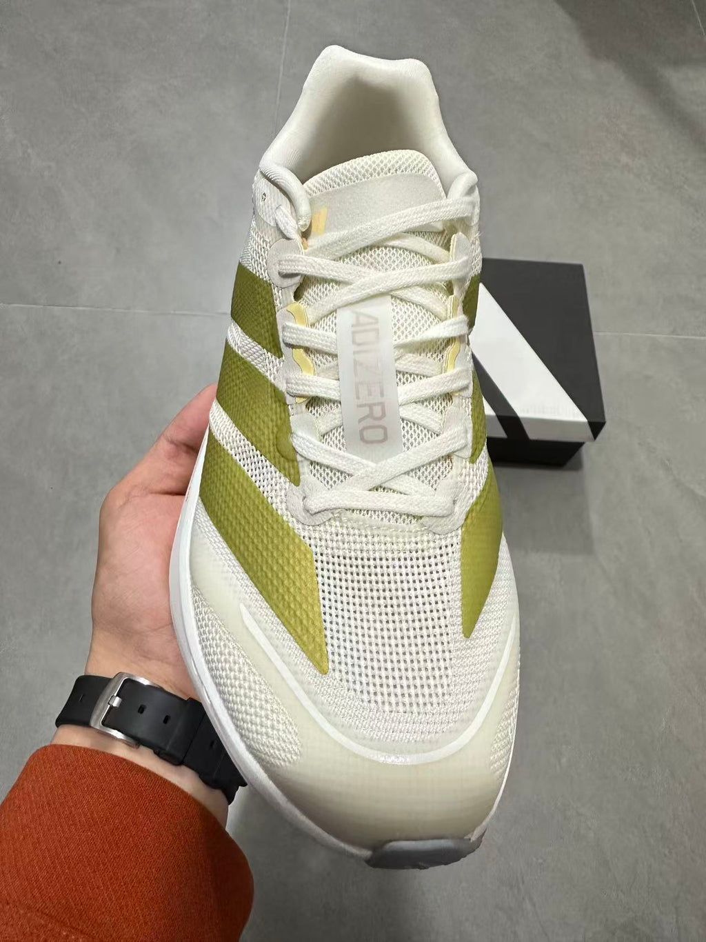 adidas Lightstrike Pro Running Shoes in White Green - product image from the listing.