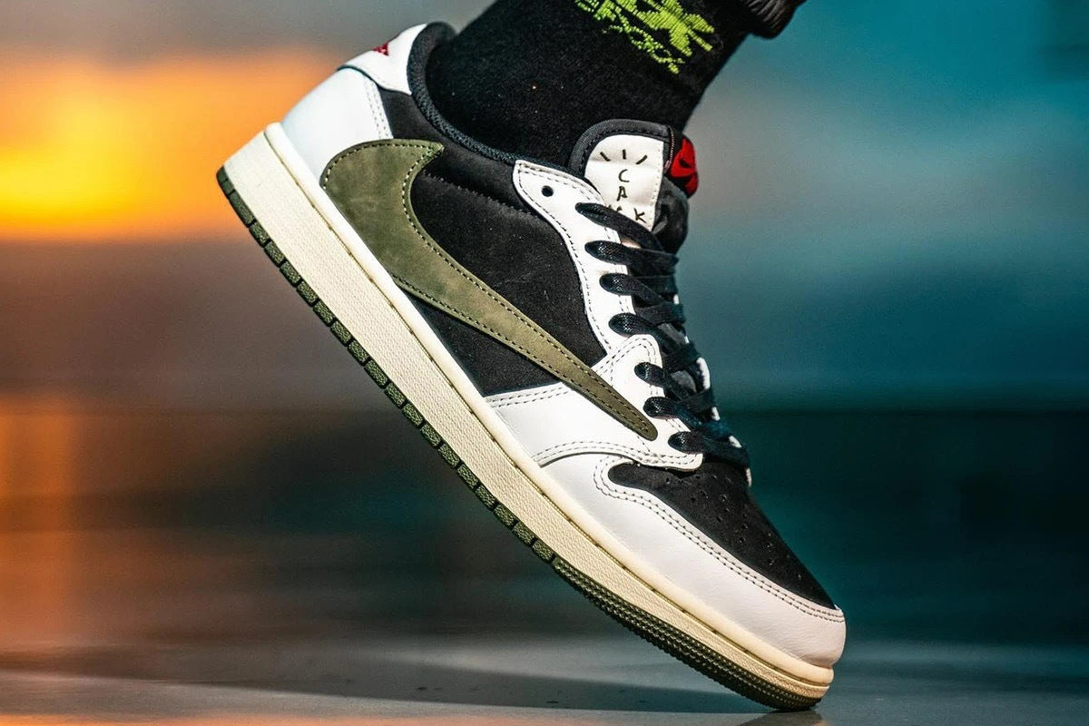 Nike Air Jordan 1 Low Travis Scott Sneakers in Olive DZ4137-106 - product image from the listing.