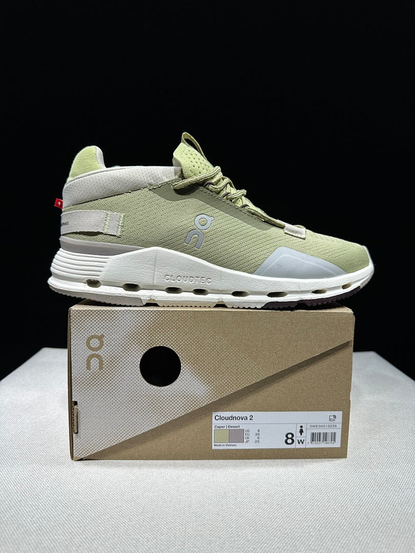 Green and White On Cloudnova 2 Sneakers - product image from the listing.
