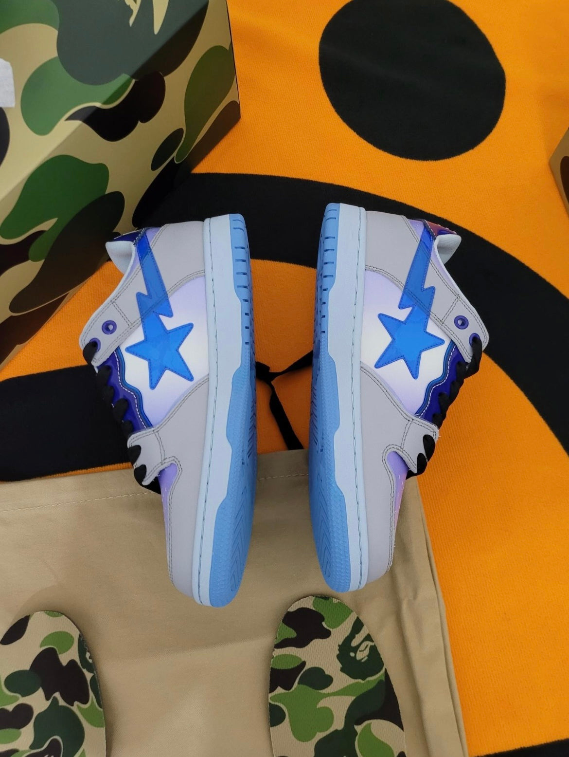 A BATHING APE BAPE SK8 STA Blue Gradient Trainers W291002 - product image from the listing.