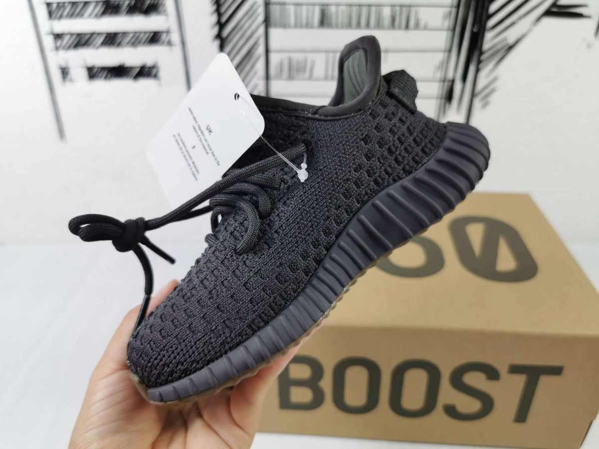 Black and Gum Yeezy 350 V2 Kids Sneakers - product image from the listing.
