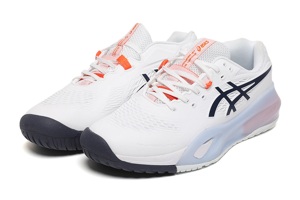 ASICS White and Orange Court Trainers - product image from the listing.
