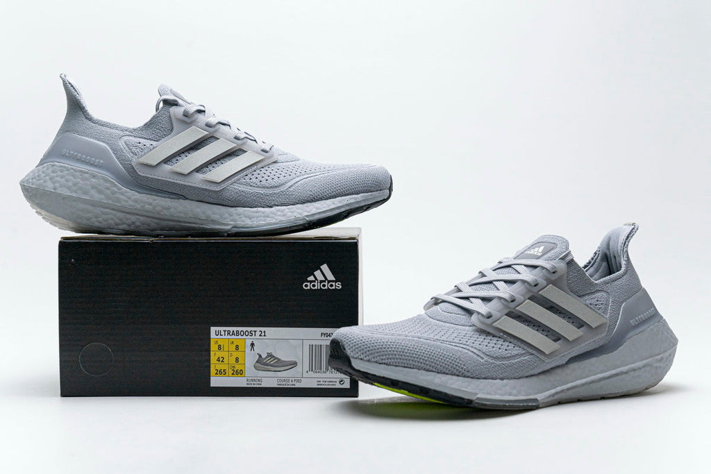 Adidas Ultraboost 21 Running Shoes in Gray FY0432 - product image from the listing.