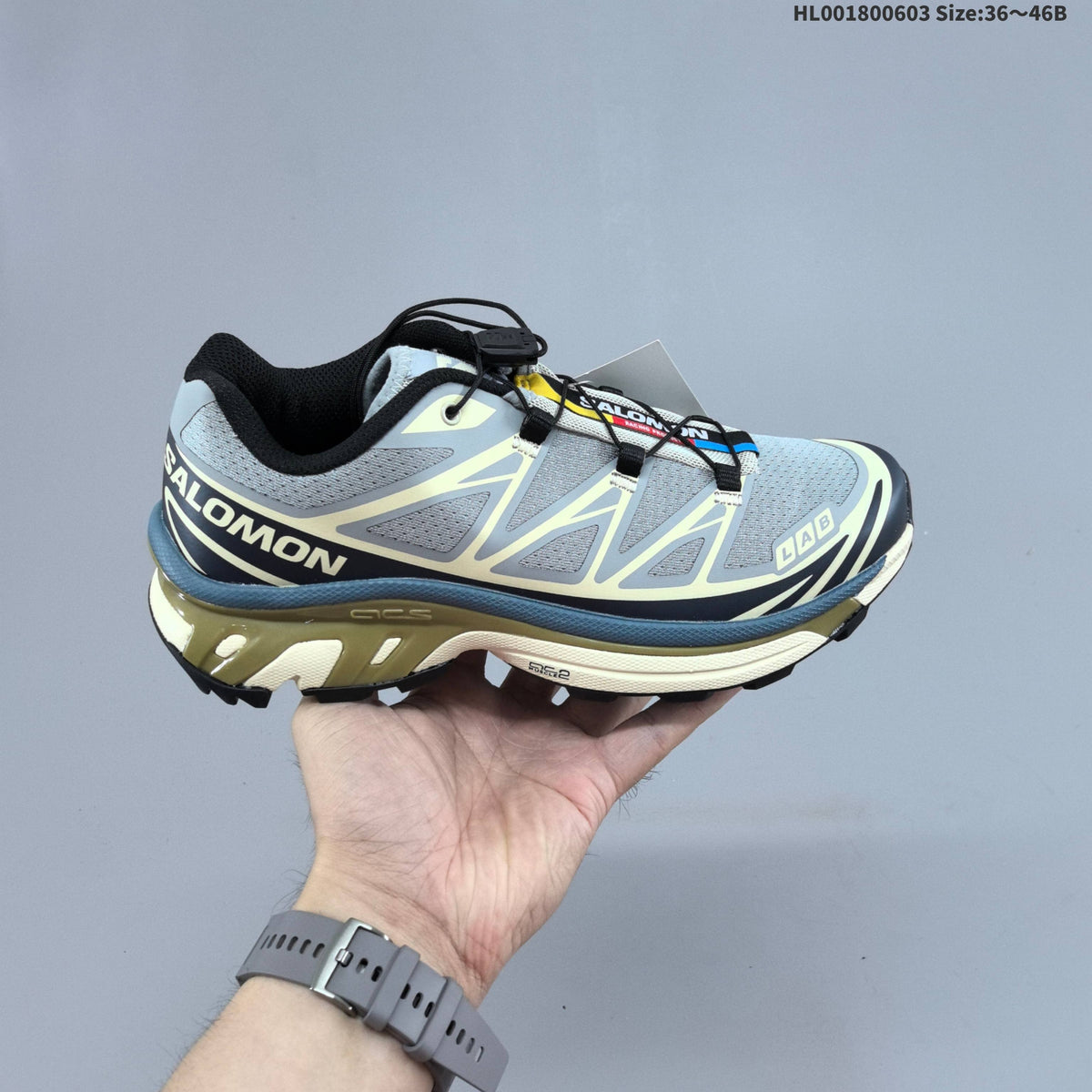 Gray Salomon XT-6 GTX Trail Running Shoes - product image from the listing.