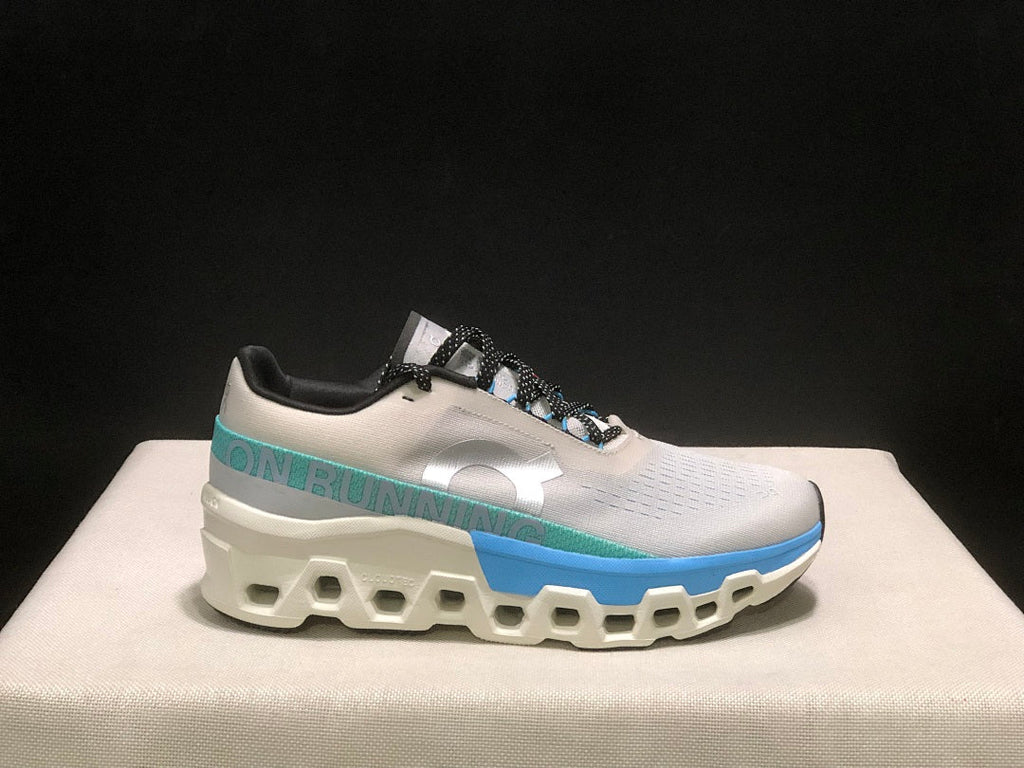 White and Blue On Cloudmonster 2 Running Shoes - product image from the listing.