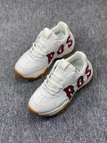 White Letter-Graphic Lace-Up Trainers with Gum Outsoles - product image from the listing.
