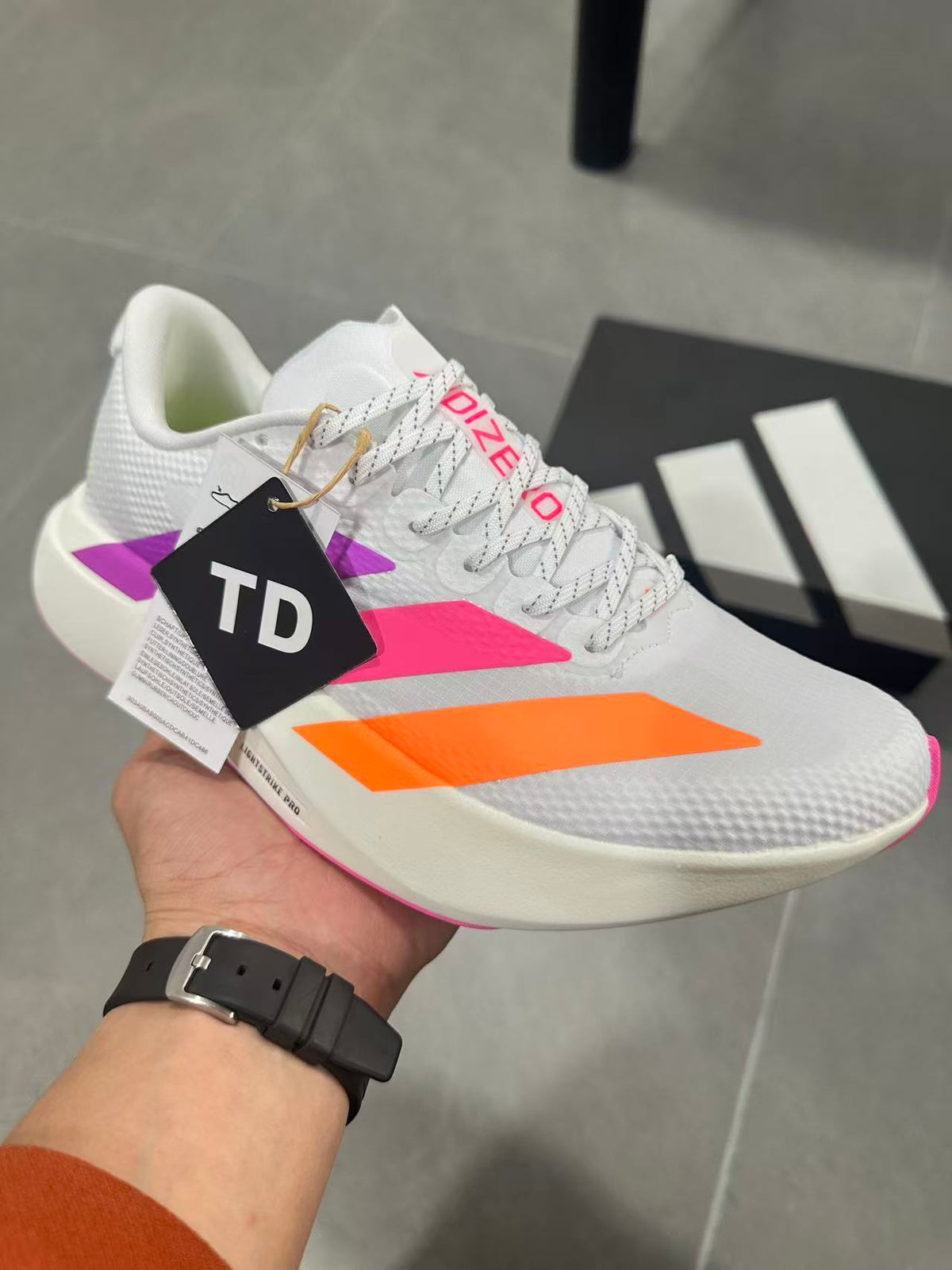 Nike Lightstrike Pro Running Shoes in White Pink Orange KI4450 - product image from the listing.