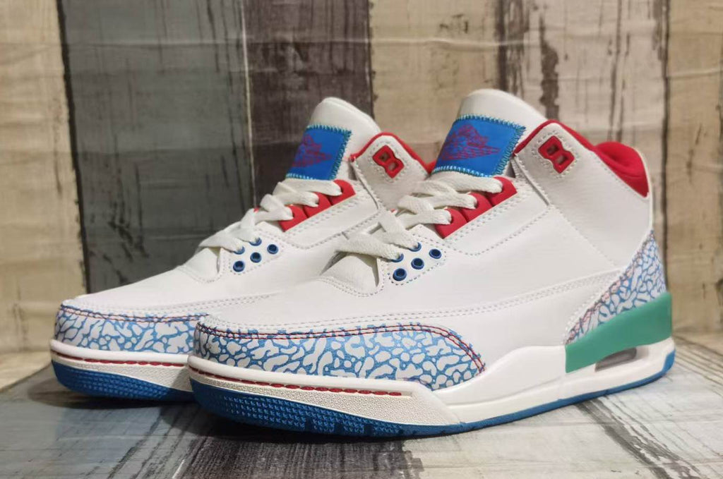 "Cream Blue Red" Air Jordan 3 Retro Men's - product image from the listing.