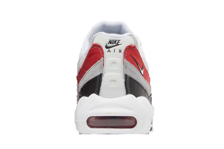 Nike Air Max 95 White Varsity Red Particle in Gray - product image from the listing.