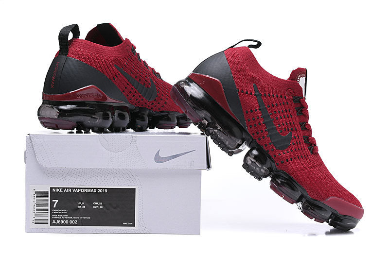 Nike Air VaporMax 2019 Sneakers in Burgundy and Black - product image from the listing.