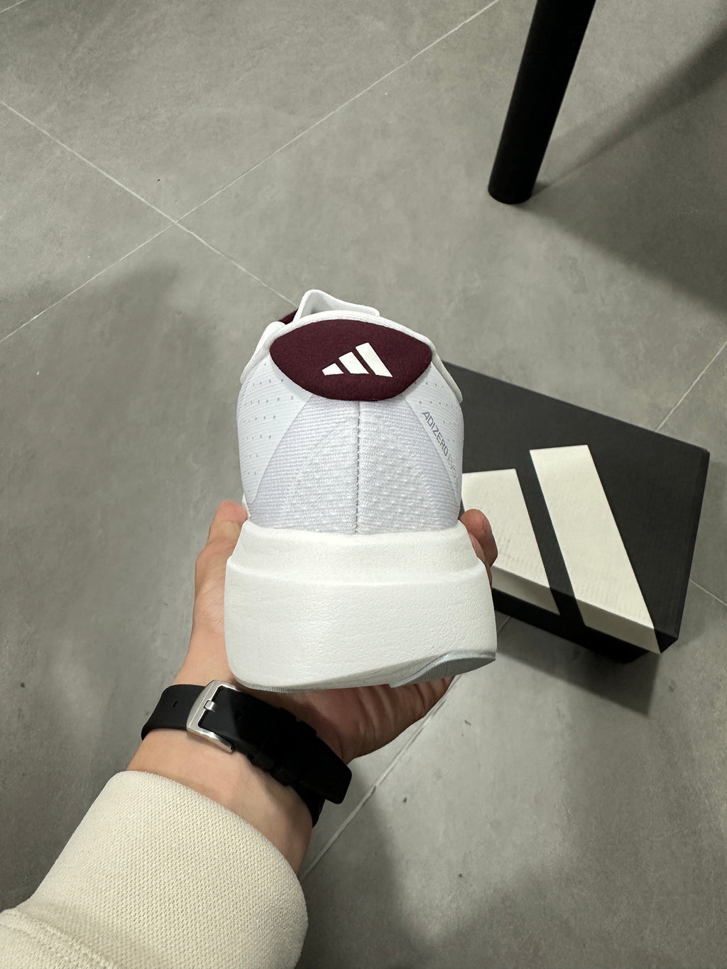 Adidas Lightstrike Pro Running Shoes in White Burgundy JQ4566 - product image from the listing.