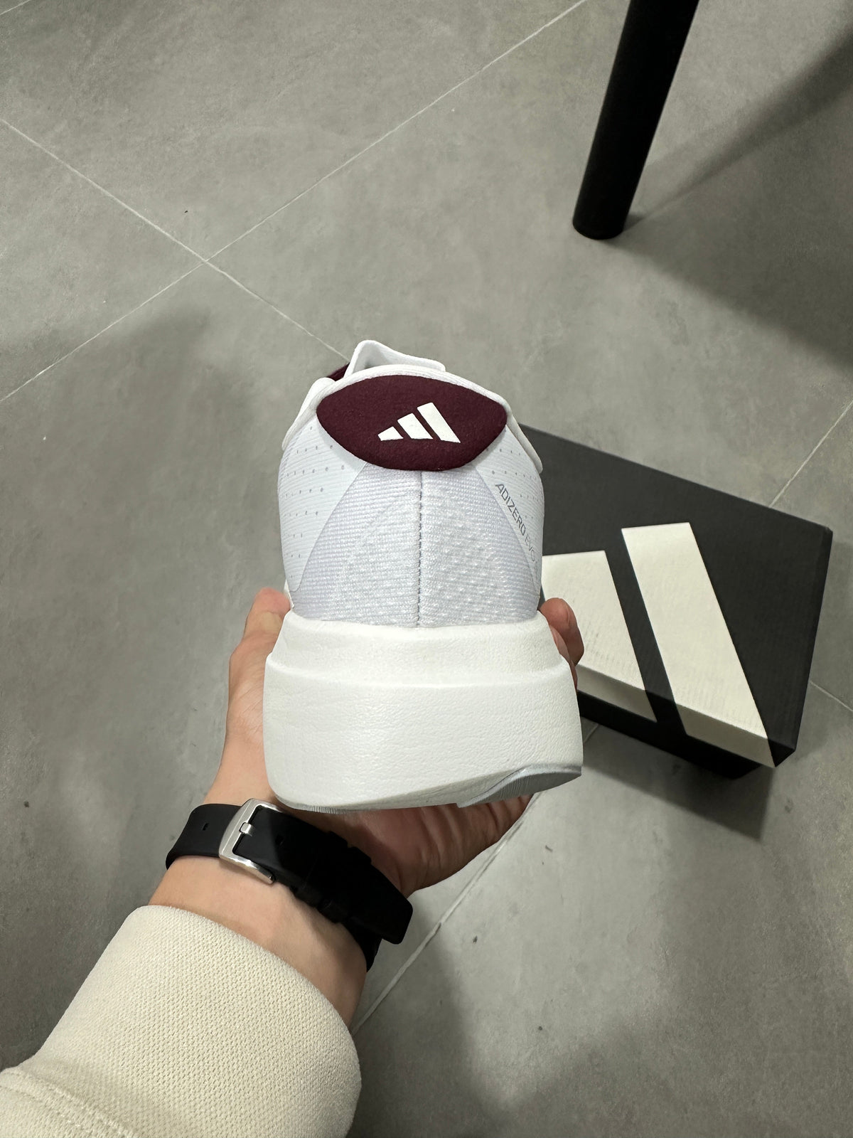 Adidas Lightstrike Pro Running Shoes in White Burgundy JQ4566 - product image from the listing.