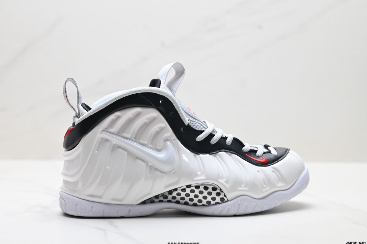 Nike Air More Uptempo Basketball Sneakers in White and Black - product image from the listing.