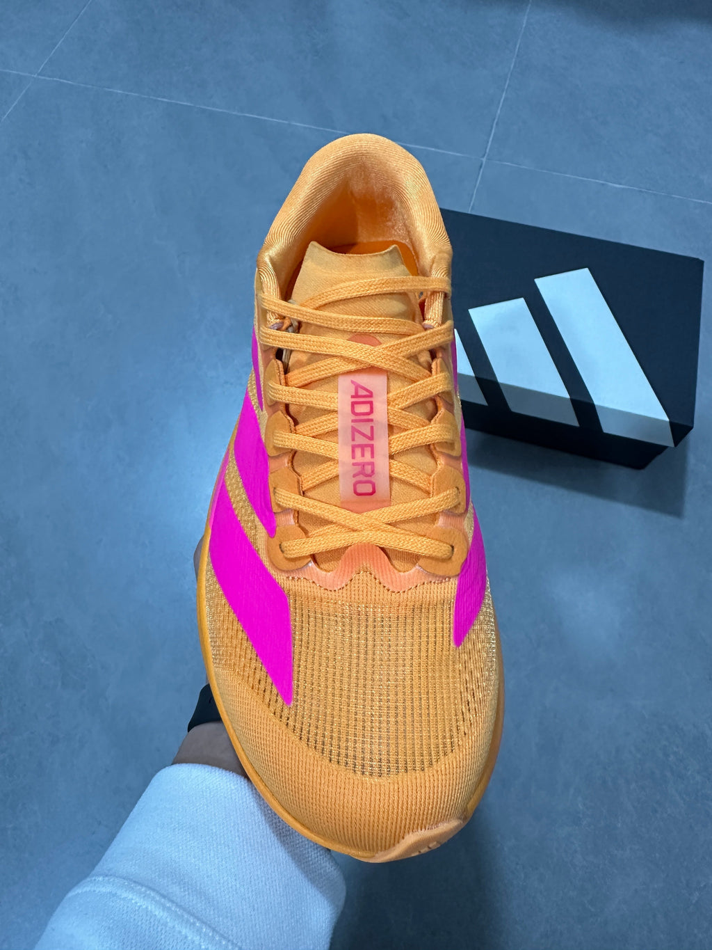 adidas Adizero Lightstrike Pro Running Shoes in Gold Pink - product image from the listing.
