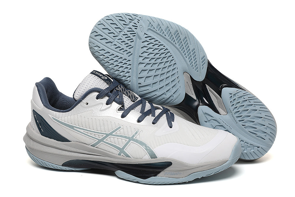 ASICS Sky Elite FF 3 Indoor Court Shoes in White Blue - product image from the listing.