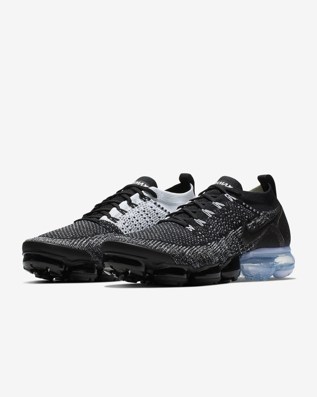 Nike Air VaporMax Flyknit 2 Sneakers in Black White 942842-016 - product image from the listing.