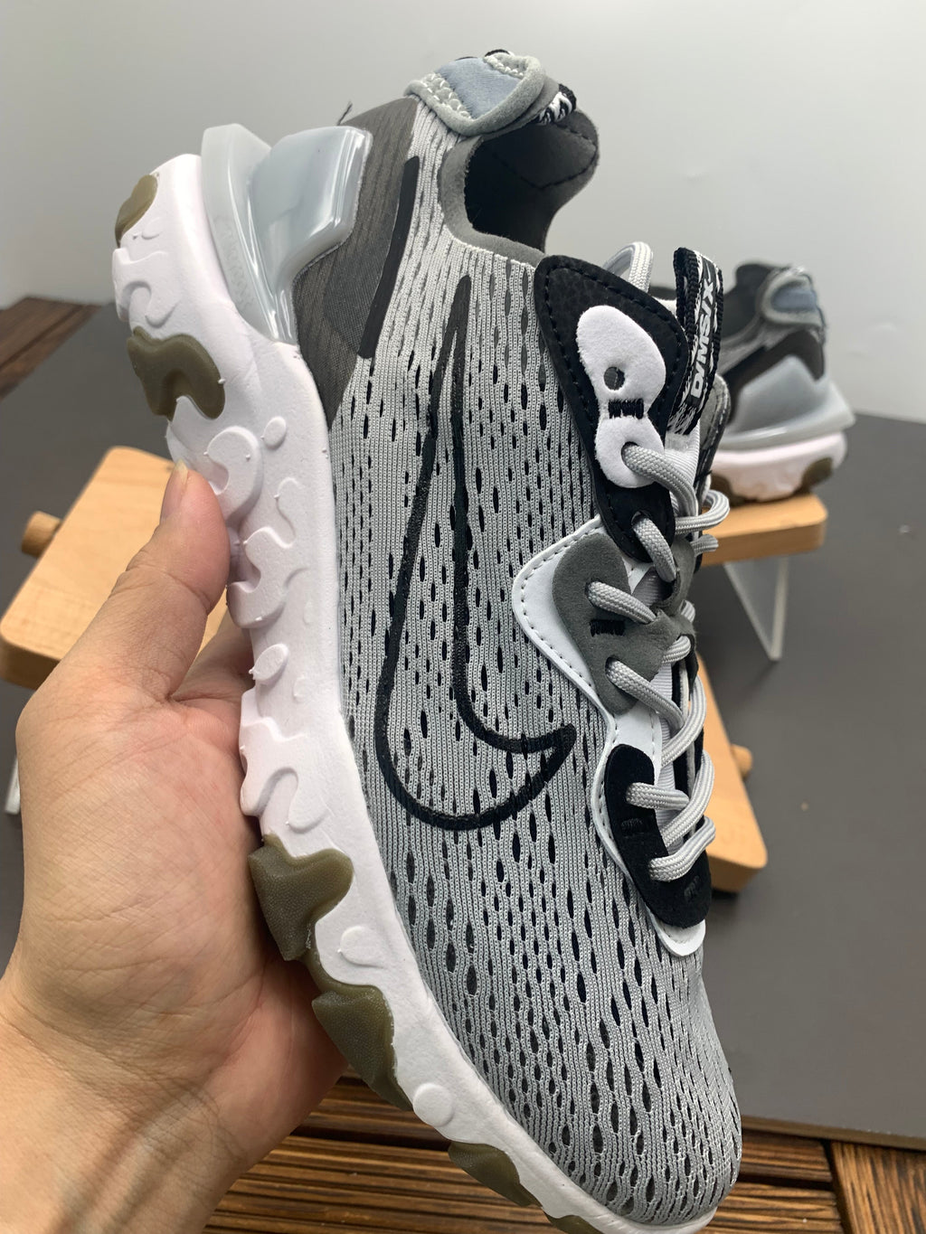 Nike React Vision Sneakers in Grey Black - product image from the listing.
