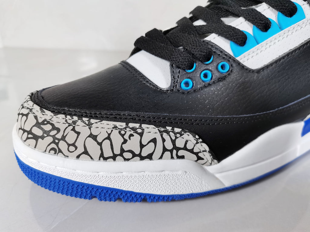 Black Blue Elephant Print Sneakers - Jordan 3 Retro - product image from the listing.