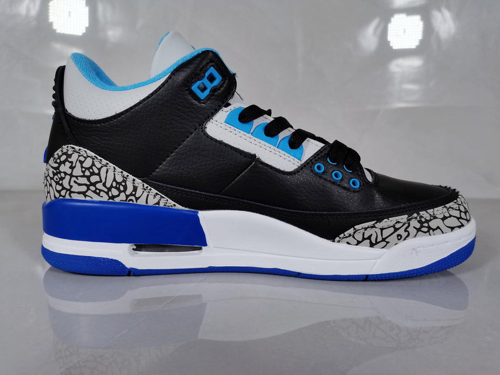 Black Blue Elephant Print Sneakers - Jordan 3 Retro - product image from the listing.